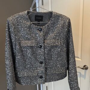 NWOT Banana Republic Black Gray and Silver Tweed Blazer